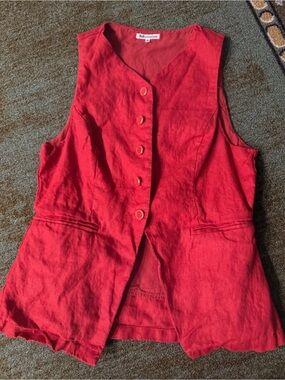 Reformation Women’s Red L Lined Button-front Sleeveless Short Vest EUC